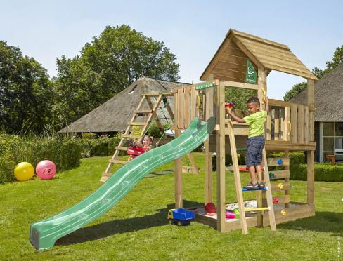 Jungle Cubby | Klettergerüst aus Holz mit Schaukel & Kletternetz