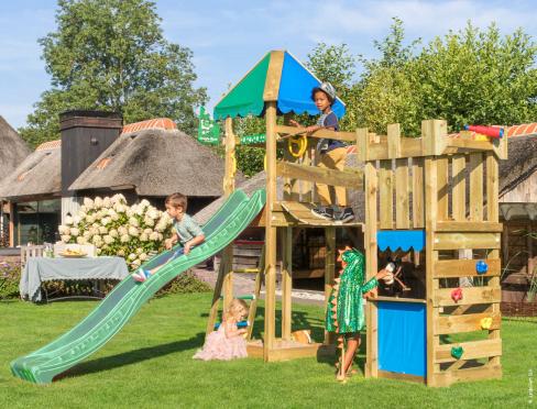 Jungle Explorer | Spielturm aus Holz mit Rutsche & Marktstand